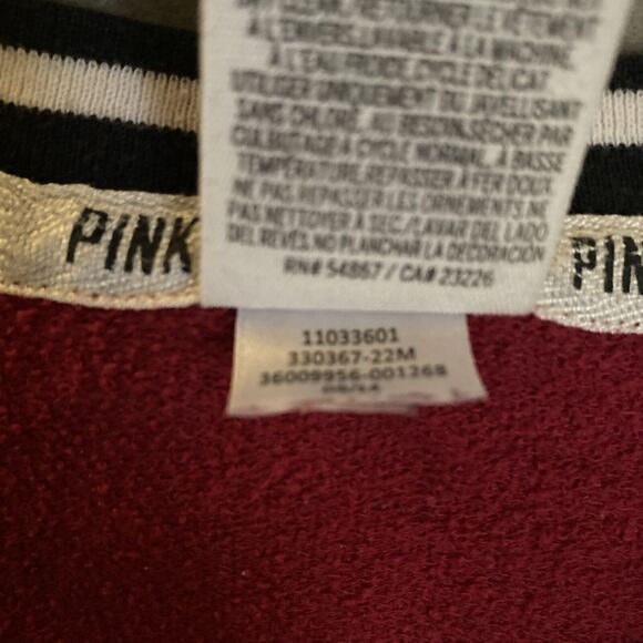Victoria’s Secret PINK‎ Sweatshirt Women’s Small Burgundy White Spellout - Picture 6 of 11